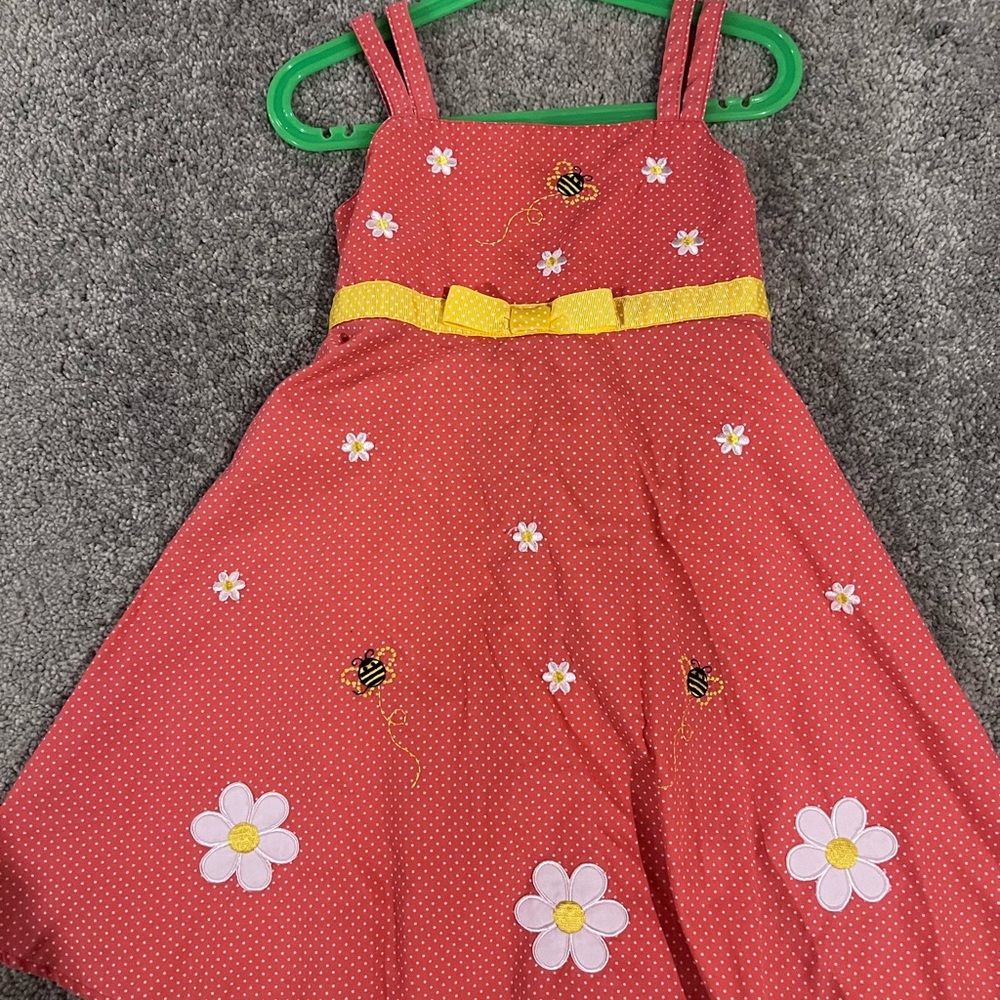 Girls Blueberi Boulevard Red Polka Dot Sundress with Yellow Waistband - 6